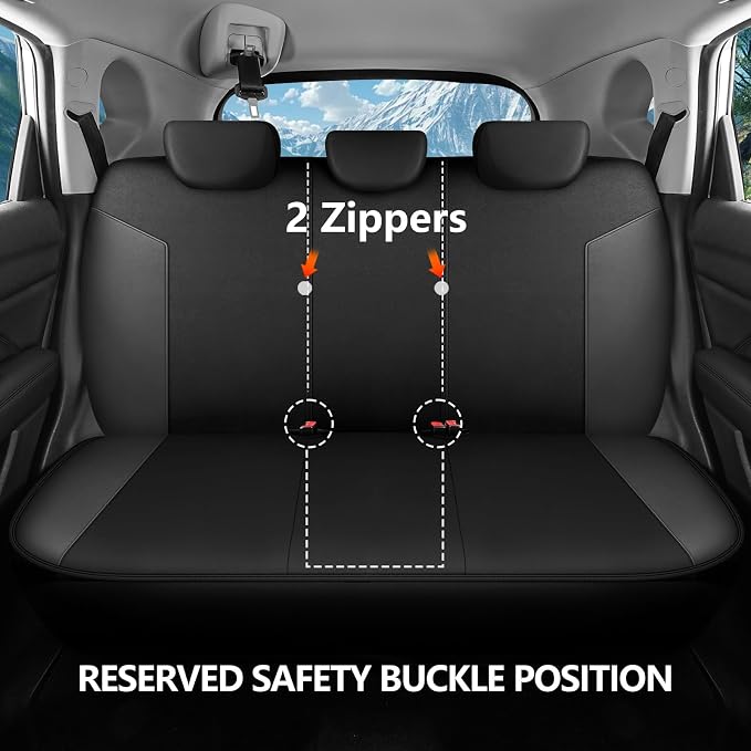 HChengkikz Car Seat Covers Full Set, Waterproof Neoprene Car Seat Covers, Airbag Compatible, Universal Automotive Seat Covers for Most Sedans, SUVs, Trucks (Black + Darkgray)