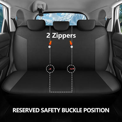 HChengkikz Car Seat Covers Full Set, Waterproof Neoprene Car Seat Covers, Airbag Compatible, Universal Automotive Seat Covers for Most Sedans, SUVs, Trucks (Black + Darkgray)