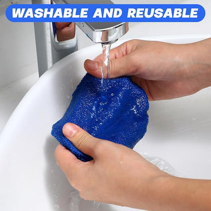 Baderke 10 Pcs Windshield Cleaner Tool Car Window Cleaning Supplies with Extendable Handle Include 6 Washable Microfiber Bonnets 2 Empty 60ml Spray Bottle Glass Wiper Kit(Royal Blue)