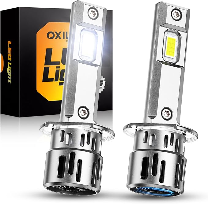 OXILAM Upgraded H1 Light Bulbs, 900% Brightness with 16 CSP Chips, Real 1:1 Halogen Size, 6500K White, Canbus Ready Fog Light Bulbs, Pack of 2