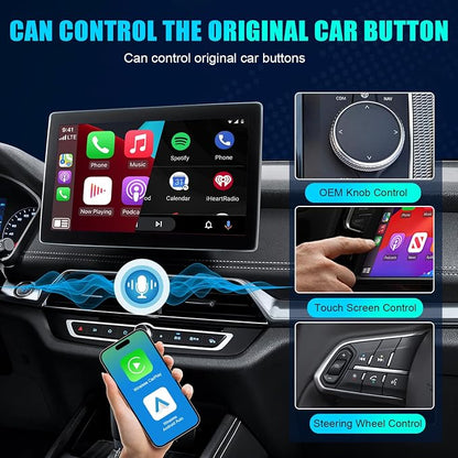 2 in 1 Wireless CarPlay Adapter for Apple iPhone & Android Auto Wireless Adapter Play and Plug Wired to Wireless Carplay/Android Auto Dongle for OEM Cars from 2016 Fast Connect No Latency(Black)