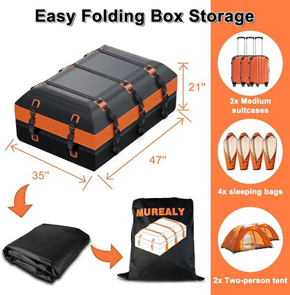 20 Cubic Feet Roof Cargo Bag - Heavy Duty Waterproof Car Top Carrier with 840D PVC, Anti-Slip Mat, 6 Door Hooks, Luggage Lock, for SUV Truck Minivan Without Rack