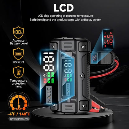 Car Jump Starter, 8000A Peak (Up to All Gas or 10.0L Diesel Engine, 50 Times) 12V Auto Booster Battery Charger Jump Box with Quick Charger Smart Jump Cables with LED Screen