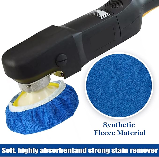 6 PCS Car Buffing Pads for 7-8 Inch Orbital Polisher, Microfiber Polishing Pad Buffer Polisher Bonnets, 7-8 Inch Polishing Pads Cover Waxing Pads for Car Detailing (Blue)