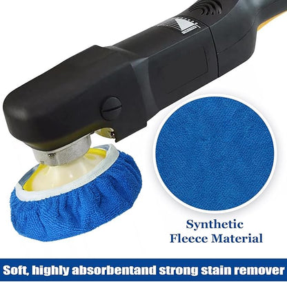 6 PCS Car Buffing Pads for 7-8 Inch Orbital Polisher, Microfiber Polishing Pad Buffer Polisher Bonnets, 7-8 Inch Polishing Pads Cover Waxing Pads for Car Detailing (Blue)