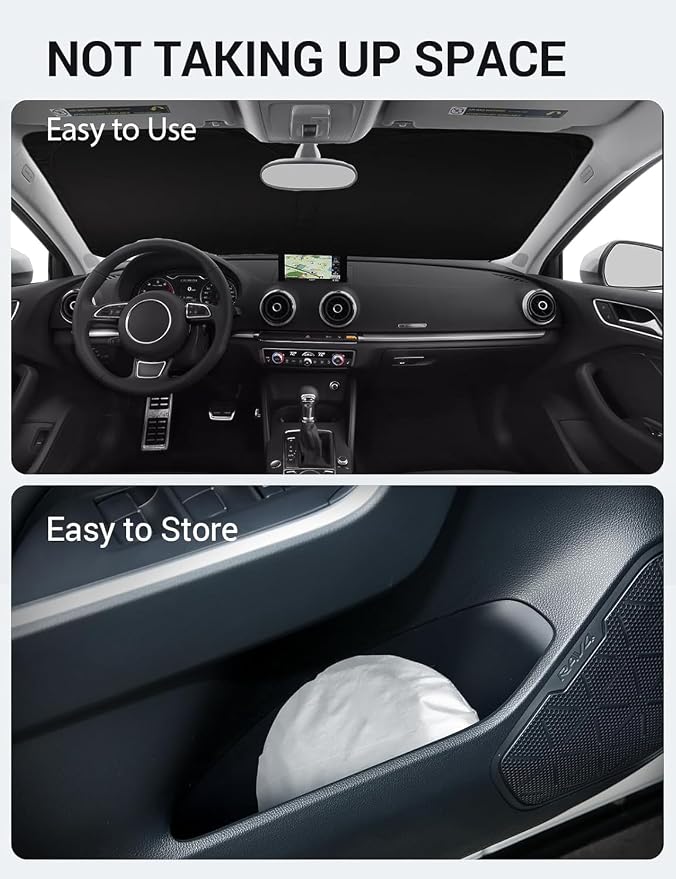 Proadsy 2026 Upgrade Front Windshield Sun Shade Foldable Sunshade Protector Custom Fit 2014-2020 Audi A3 Accessories