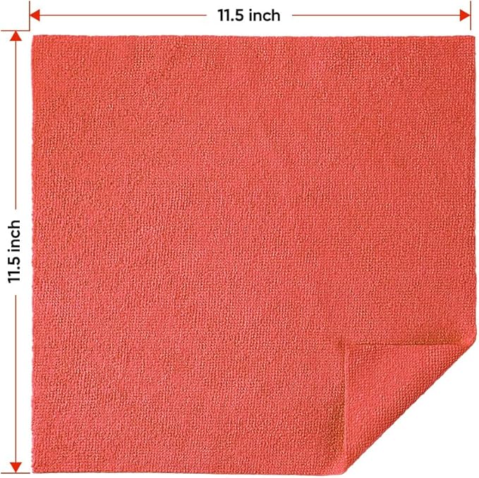 HOMEXCEL Red Microfiber Cleaning Cloths, 200 Pack Microfiber Towels for Cars, Lint Free & Scratch-Free Bulk Cleaning Rags for House, Kitchen, Car and Shop, Absorbent Cleaning Towels 11.5 x 11.5 inch
