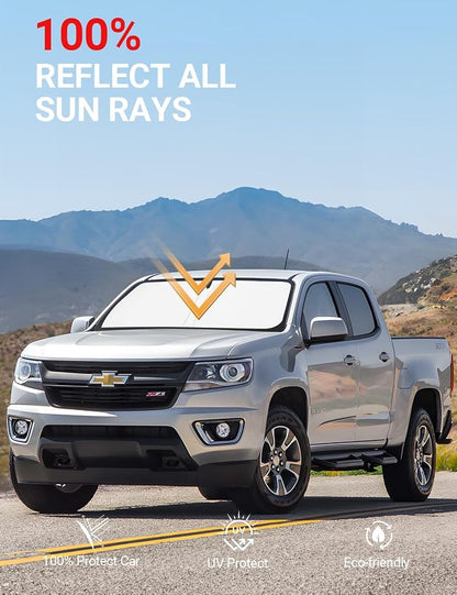 Proadsy 2026 Upgrade Front Windshield Sun Shade Foldable Sunshade Protector Custom Fit 2015-2022 Colorado Pickup Truck Accessories