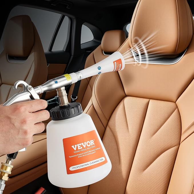 VEVOR Car Cleaning Gun, 6-9.2 Bar High-Pressure Air Blow Gun with 2 Set Nozzles & 1L Liquid Bottle, Vortex Cleaning Gun, Quickly Blasts Dirt and Dust from Surface, Work with 1/4 NPT Air Compressor