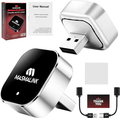 2026 Upgraded Wireless CarPlay Adapter for iPhone and Android Auto | Dual Band Connection (2.4Ghz - 5.8Ghz), Wired to Wireless Converter - Plug and Play Setup, Mini Size Having USB A/C Cable