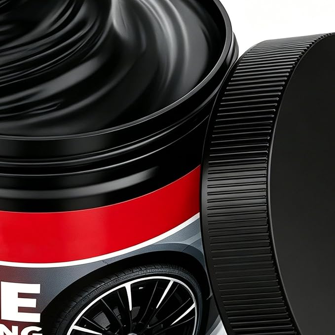 Gloss Tire Shine, Car Paste, 3.15x2.36x2.36 Inches Tire Restorer with Sponge Applicator, Glycerin Formula Coating, Black Shine Finish with Smooth Style, Auto Care Accessory for SUV Truck