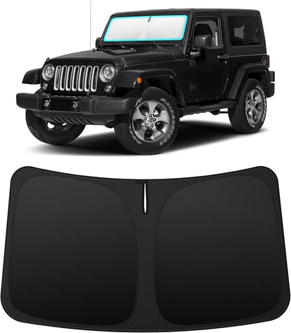 INSAUTO Custom Fit Windshield Sun Shade Accessories for Jeep Wrangler TJ JK 1997-2018, Foldable Front Window Sunshade, UV & Heat Reflector, Keeps Interior Cool, Includes Storage Bag