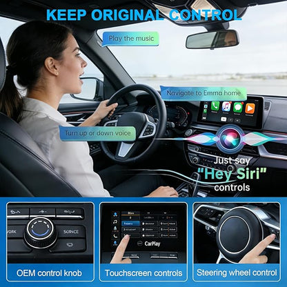 Wireless CarPlay Adapter for Apple iPhone iOS 10+Android Carlife: Plug and Play, Stable Connection Without delay-Wired to Wireless