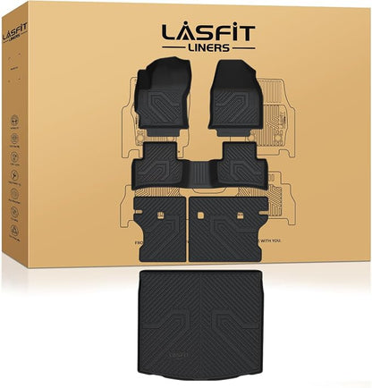 LASFIT Floor Mats for Toyota Corolla Cross 2026 2025 2024 2023 2022 (Gas AWD) & Cargo Mats & Backrest, Precision-Trimmed TPE All Weather Protection Floor Liners Trunk Mats, Full Set, Black