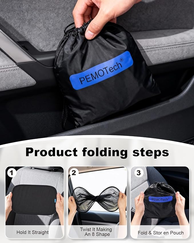 PEMOTech Car Window Shades for Baby【8 Suction Cups & Static Cling】 2 Pack-21"x14" Side Window Cover for Child,Certified Sunshades for Kids to Block 99.9% UVR, Sun Shade Universal Fit Most of Cars