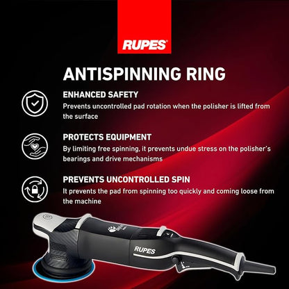 RUPES Bigfoot LHR15V/BAS Mark V Random Orbital Polisher Kit for Car Detailing & Removing Scratches | Pad Slipping Prevention | Anti-Spinning Ring | Improved Balance and Control