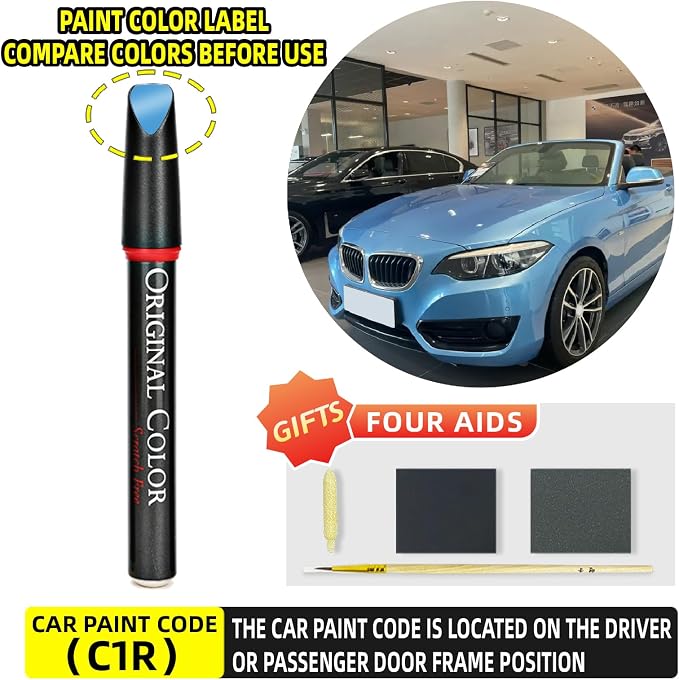 Carhoo C1R Seaside Blue Touch Up Paint Suitable For BMW, Genuine Custom Color Absoulutely Without Color Differences (16ml)