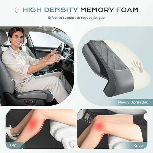 Coverado Car Seat Leg Support Cushion, Leather Car Seat Extender, Universal Leg Extender Cushions for Long Driving, Waterproof Leg Extension Support Pad Car Seat Cushions for Most Cars (Update,Gray)