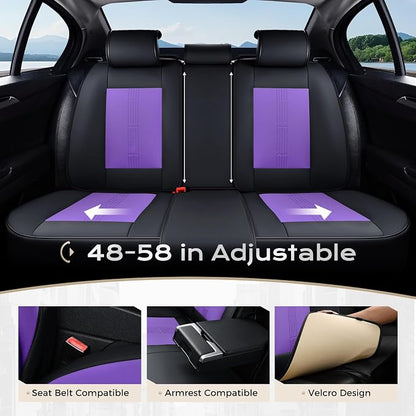 Coverado Car Seat Covers Full Set, Front Seat Covers with Lumbar Support and Back Seat Cover Waterproof Leather Automotive Seat Cover, Universal Car Interior Protectors Cushion for Most Cars