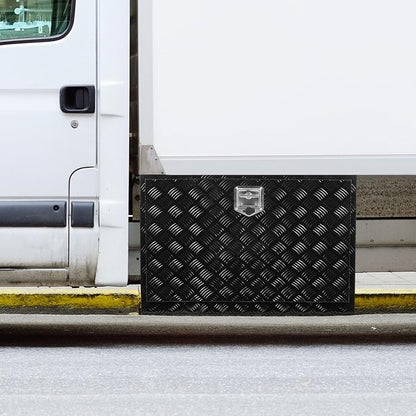VEVOR Underbody Truck Box, 48"×17"×18" Pickup Storage Box, Heavy Duty Aluminum Diamond Plate Tool Box with Lock and Keys, Waterproof Trailer Storage Box with T-Handle Latch for Truck, Van, Trailer