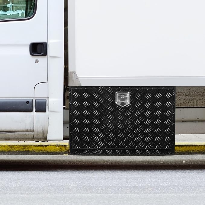 VEVOR Underbody Truck Box, 48" x 24" x 24" Pickup Storage Box, Heavy Duty Aluminum Diamond Plate Tool Box with Lock and Keys, Waterproof Trailer Storage Box with T-Handle Latch for Truck, Van, Trailer