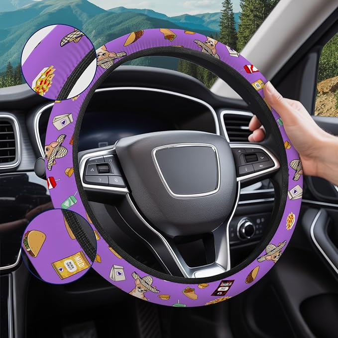 GENANY Fast Food Steering Wheel Cover, Non Slip Polyester Car Wheel Protector for Car SUV Truck, Universal 15 Inch