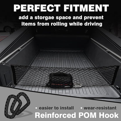 BestEvMod Cargo Mesh Net for Pickup Truck Bed Fit for Tesla Cybertruck 2026 2025 2024 Accessories Mesh Extra Strong Hook Stretchable Trunk Organizer Cargo Net(Stand Envelope Net, Reinforced POM Hooks)