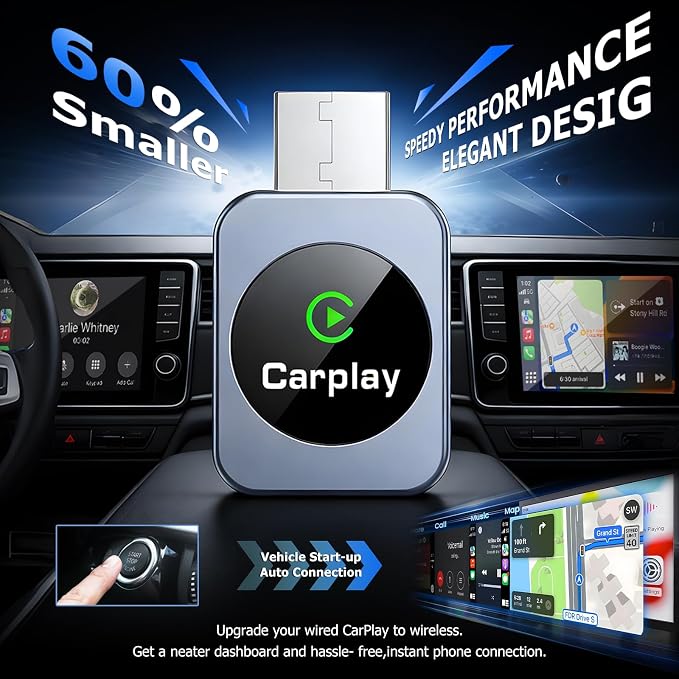 Wireless CarPlay Adapter for iPhone, 2026 Upgraded Carplay Dongle Converts Wired to Wireless, Plug & Play Auto Connect, Mini USB CarPlay Adapter, Stable No Latency Connection Compatible with iOS 10+