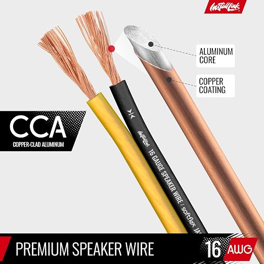 16 AWG Gauge Speaker Wire Cable Stereo, Car or Home Theater, CCA (100 Feet) by Install Link