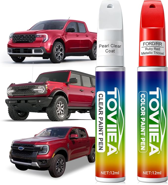 Ruby Red Metallic Tricoat(RR/M7283) Touch Up Paint Compatible with Ford,2-In-1 Car Scratch Remover Pen,Car Paint Scratch Repair Kit for Scratches,Chips & Nicks,2-PCS SET