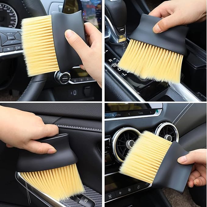 Antson 2 pcs Combo Interior Cleaning Brush Multipurpose Car Interior AC Vent Dashboard Dust Dirt Cleaner Cleaning Brush for Car Interior PC Laptop Keyboard Cleaning Brush (2 Brush Set)
