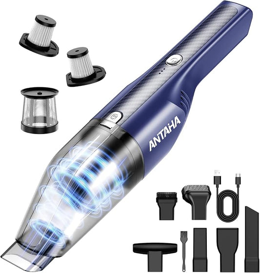 Handheld Vacuum Cordless - Car Vacuum Cleaner with 11000Pa Powerful Suction,1.2lbs Lightweight, Type-C Charge, Multiple Accessories, Portable Hand Vacuum for Home, Pet and Car (Blue)