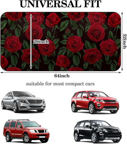 Windshield Sun Shade Foldable Car Front Window Covers for Car Accessories Sun Heat UV Rays Visor Protector Protection for Universal Cars SUV Truck (Rose)