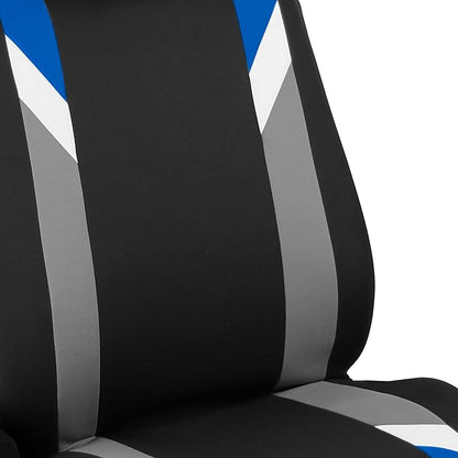 FH Group Premium Modernistic Flat Cloth Car Seat Covers – Universal Fit, Washable Seat Covers for SUV Sedan Van, Blue, Full Set