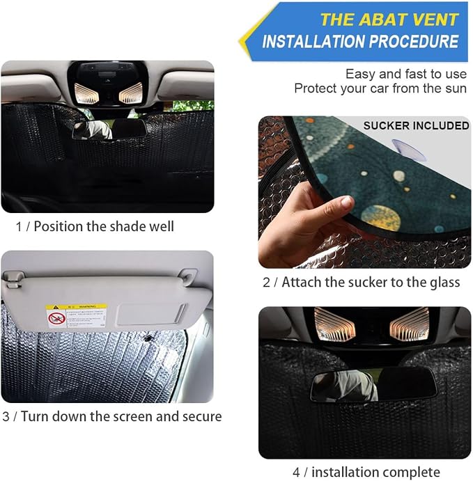 Cars Front Sun Shade Windshield,Foldable Reflective Sun Visor Wizard's Potion Windshield Sunshade Cover,Blocks UV Ray Sun Protect Interior Keep Cool,57" x 31.5 "Inc