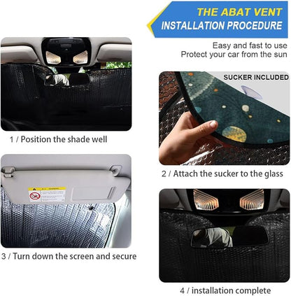 Cars Front Sun Shade Windshield,Foldable Reflective Sun Visor Wizard's Potion Windshield Sunshade Cover,Blocks UV Ray Sun Protect Interior Keep Cool,57" x 31.5 "Inc