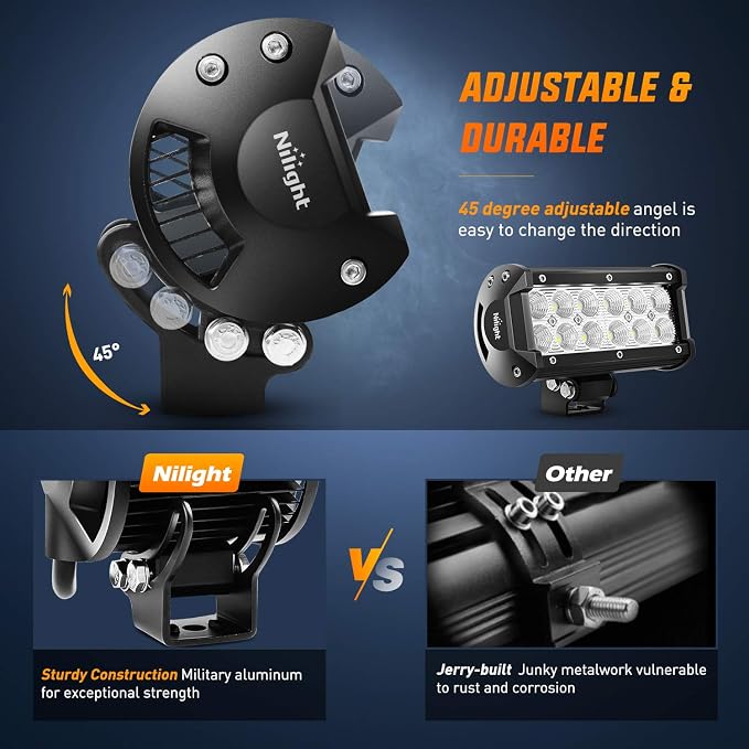 Nilight Led Pods 2Pcs 36W 2800LM 6.5 Inch Flood Off Road Light Bar Super Bright Driving Work Fog Lamps for Trucks Pickup Golf Cart SUV ATV UTV 4x4 Van Camper Boat