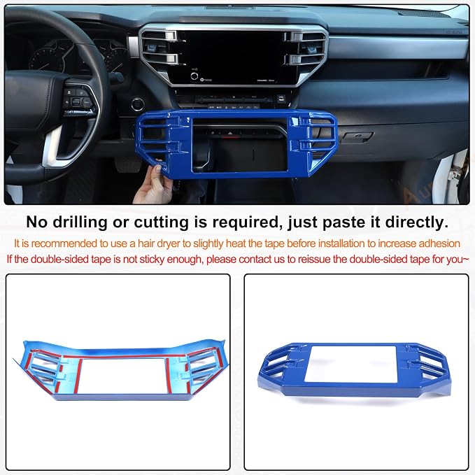 Aunginsy Center Console Air Outlet Trim Cover Compatible with Toyota Tundra/Sequoia 2022-2026, Air Conditioner A/C Vent Panel Large Frame Protective Cover Decorator ABS Accessories, for 8-inch Screen