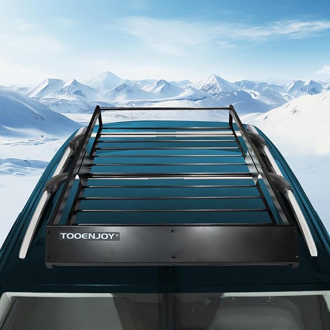 TOOENJOY Roof Rack Cargo Basket, 59 x 35.4 x 4.7 Inch, Anti-Rust Rooftop Cargo Carrier Universal Roof Basket Car Top Luggage Holder for Car, SUV and Truck, 200 lbs Capacity