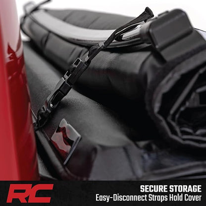 Rough Country Soft Roll Up Truck Bed Tonneau Cover for Toyota Tacoma (2024-2026) - Fits 5' (60") Bed, Weather-Resistant Roll Up Bed Cover