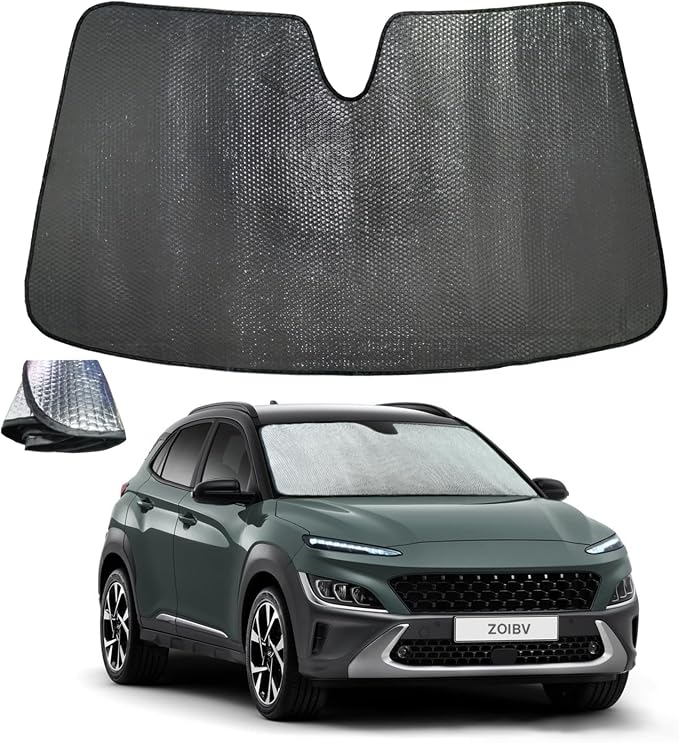 Car Windshield Sun Shade for Hyundai Kona 2018-2023 Front Window Sunshade Sun Visor Protection Cover Accessories -5-Layer Bubble Foldable Thicken Blocks Heat & UV Rays Keep Car Cooler