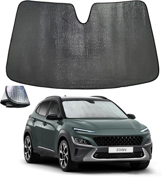 Car Windshield Sun Shade for Hyundai Kona 2018-2023 Front Window Sunshade Sun Visor Protection Cover Accessories -5-Layer Bubble Foldable Thicken Blocks Heat & UV Rays Keep Car Cooler