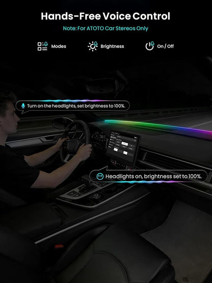 Car LED Lights Interior, 16M Colors APP & CarPlay Control, Music Sync, Auto-On/Off，Voltage Protection, Brightness Dimmer 12V DC LED Strip Lights for Car, Truck, SUV (Colorful 4.9ft)