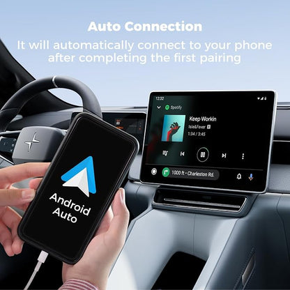 Android Auto Wireless Adapter for OEM Wired AndroidAuto Car, 5Ghz WiFi Auto-Connect, Plug & Play USB-C to A/USB-C Cables, No Delay, for Android Phones