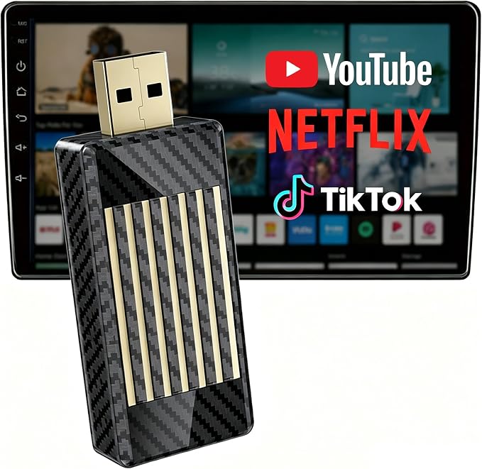 Wireless CarPlay Android Auto Adapter AI Magic Box, Built-in Play Store Netflix YouTube TikTok, HD Screen Mirroring, Plug and Play Video Adapter for OEM Factory Wired CarPlay Vehicles