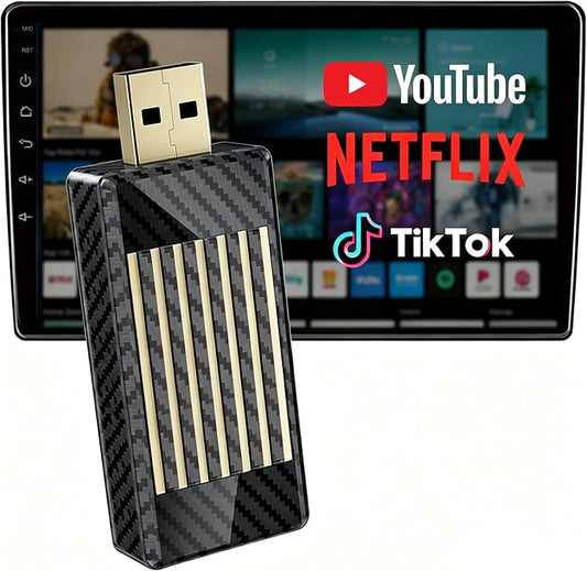 Wireless CarPlay Android Auto Adapter AI Magic Box, Built-in Play Store Netflix YouTube TikTok, HD Screen Mirroring, Plug and Play Video Adapter for OEM Factory Wired CarPlay Vehicles