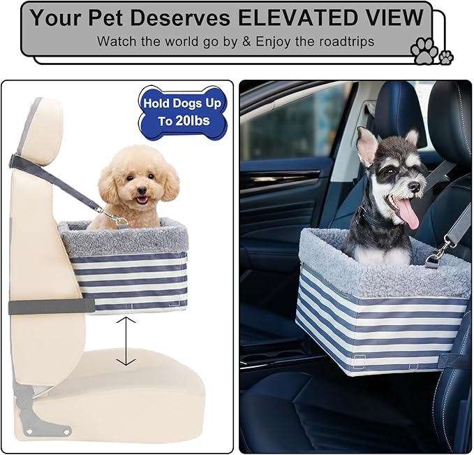Dog Car Seats for Small Dogs, Upgrade Dog Booster Seat with Metal Frame Construction with Double-Layer Oxford, Perfect for Small Pets up to 20lbs