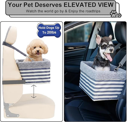 Dog Car Seats for Small Dogs, Upgrade Dog Booster Seat with Metal Frame Construction with Double-Layer Oxford, Perfect for Small Pets up to 20lbs