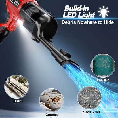 Cordless Handheld Vacuum Cleaner for Milwaukee 18V Battery: 3-Speed Modes Portable Vacuum with 20kPa 105AW Powerful Suction for Car, Pet Hair, Home Cleaning (Tool Only)