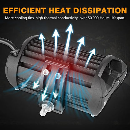 Side Shooter Light Pods, Muto-Beam 2PCS 5Inch Quad Row LED Light Bars Off Road Driving Lighting Spot Flood Combo Light Work Lights LED Fog Lights for Truck UTV ATV SUV Boat Tractor
